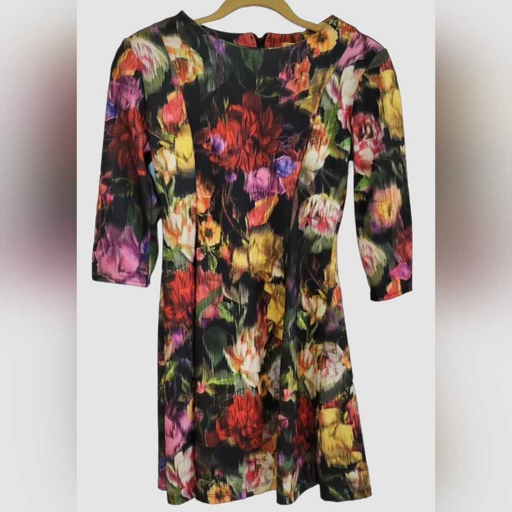 Zara Dark Moody Floral Art To Wear Mini Dress size M Whimsigoth Baroque floral